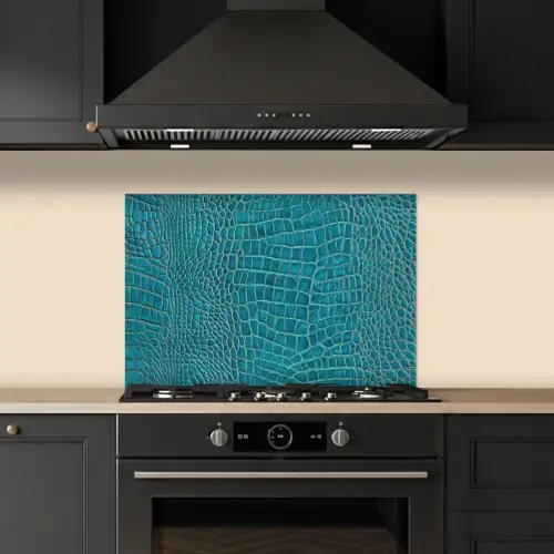 Krokodillenleertextuur - Blauw - Exotisch keuken achterwand spatscherm klein -sfeer1