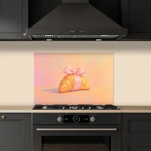 Croissant - Strik - Roze keuken achterwand spatscherm klein -sfeer1