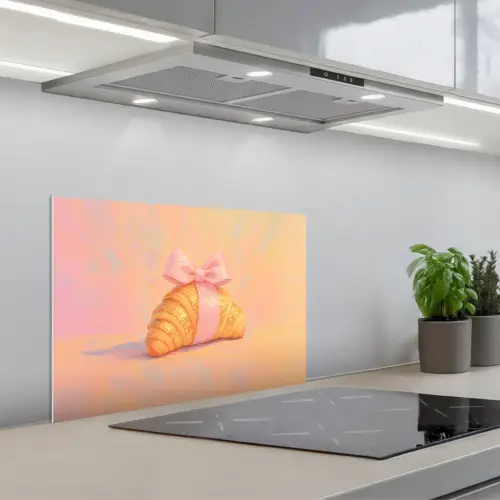 Croissant - Strik - Roze keuken achterwand spatscherm klein -3d_schuin