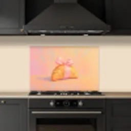 Croissant - Strik - Roze keuken achterwand spatscherm klein -sfeer1