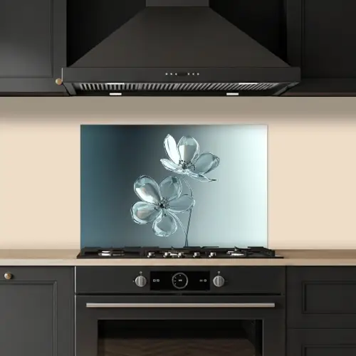 Kristal - Bloemen - Grijs keuken achterwand spatscherm klein -sfeer1