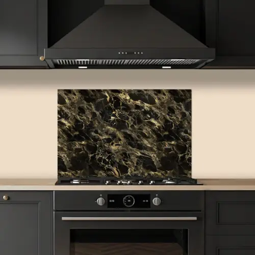 Kristal - Goud - Zwart - Marmer keuken achterwand spatscherm klein 900 -sfeer1