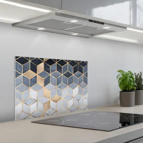 Kubus - Goud - Luxe - Patronen keuken achterwand spatscherm klein -3d_schuin