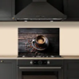 Kop - Koffie - Hout - Bonen keuken achterwand spatscherm klein -sfeer1