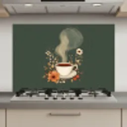 Kop - Bloemen - Groen - Koffie keuken achterwand spatscherm klein -3d_website