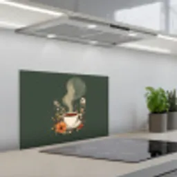 Kop - Bloemen - Groen - Koffie keuken achterwand spatscherm klein -3d_schuin