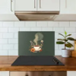 Kop - Bloemen - Groen - Koffie keuken achterwand spatscherm klein -sfeer2