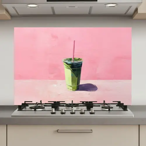 Beker - Rietje - Minimalistisch - Groen keuken achterwand spatscherm klein -3d_website