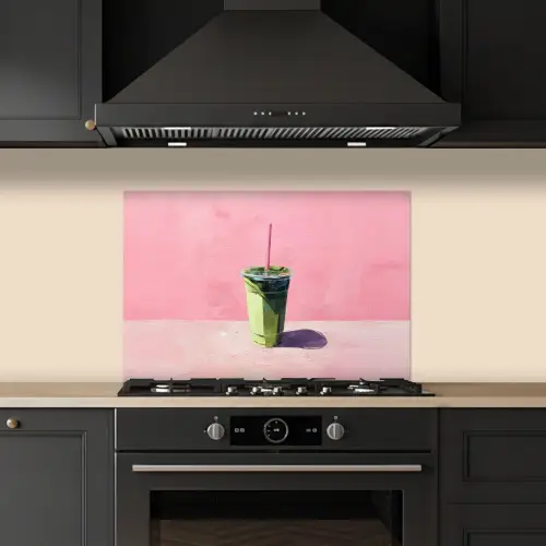 Beker - Rietje - Minimalistisch - Groen keuken achterwand spatscherm klein -sfeer1