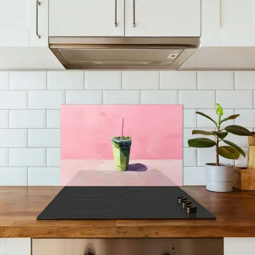 Beker - Rietje - Minimalistisch - Groen keuken achterwand spatscherm klein -sfeer2