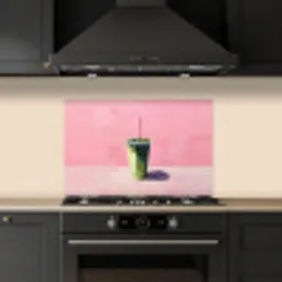 Beker - Rietje - Minimalistisch - Groen keuken achterwand spatscherm klein -sfeer1