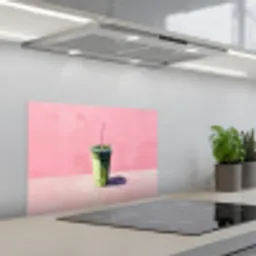 Beker - Rietje - Minimalistisch - Groen keuken achterwand spatscherm klein -3d_schuin