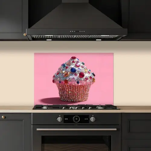 Cupcake - Kleurrijk - Edelstenen keuken achterwand spatscherm klein -sfeer1