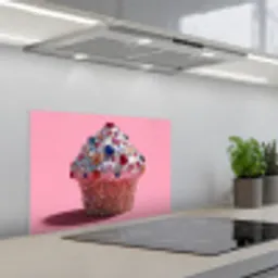 Cupcake - Kleurrijk - Edelstenen keuken achterwand spatscherm klein -3d_schuin