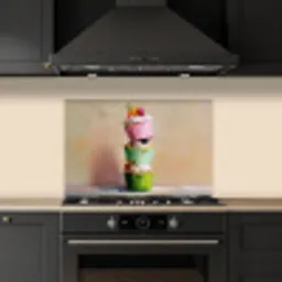 Cupcakes - Gestapeld - Kleurrijk - Fruit keuken achterwand spatscherm klein -sfeer1