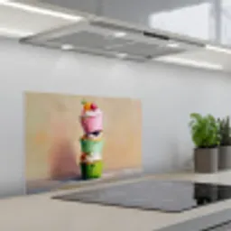 Cupcakes - Gestapeld - Kleurrijk - Fruit keuken achterwand spatscherm klein -3d_schuin