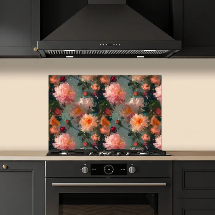 Dahlia - Bloemen - Patroon keuken achterwand spatscherm klein 900 -sfeer1