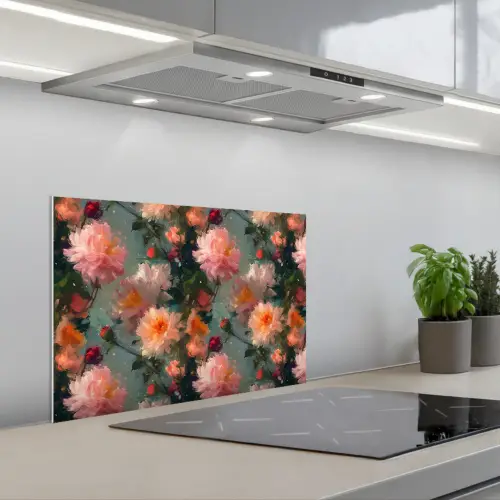 Dahlia - Bloemen - Patroon keuken achterwand spatscherm klein 900 -3d_schuin