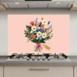 Margrieten - Boeket - Strikje - Roze keuken achterwand spatscherm klein -3d_website