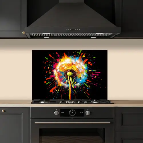 Paardenbloem - Graffiti - Kleurrijk - Bloemen - Natuur keuken achterwand spatscherm klein -sfeer1