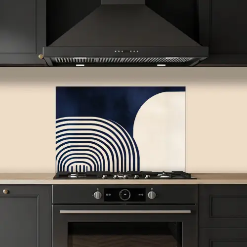 Donkerblauw - Abstract - Lijnen keuken achterwand spatscherm klein -sfeer1
