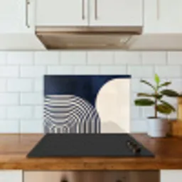 Donkerblauw - Abstract - Lijnen keuken achterwand spatscherm klein -sfeer2