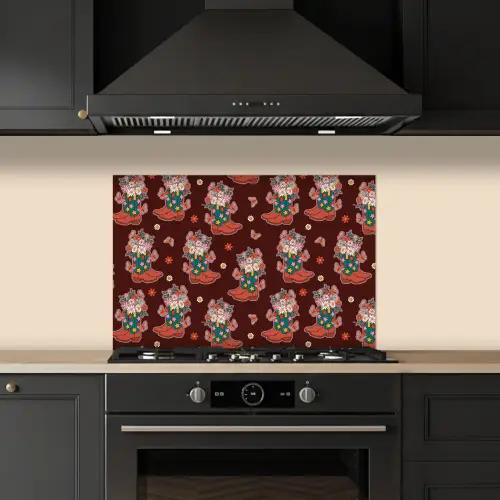 Donker - Cowboy - Laars - Patroon keuken achterwand spatscherm klein 900 -sfeer1