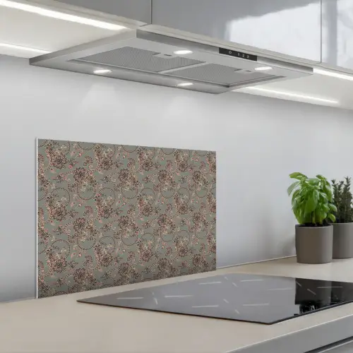 Donker - Bloemen - Sierlijk keuken achterwand spatscherm klein 900 -3d_schuin