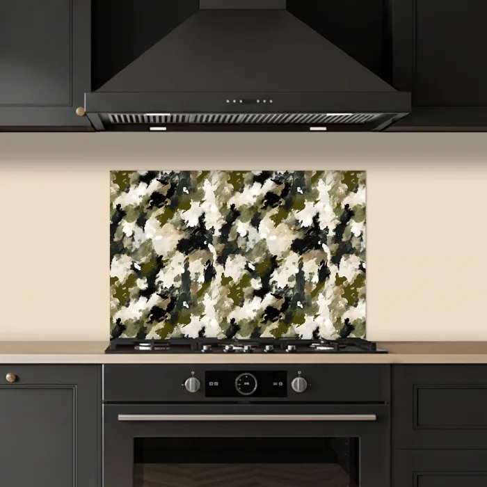Donker - Groen - Camouflage - Schilderachtig keuken achterwand spatscherm klein 900 -sfeer1