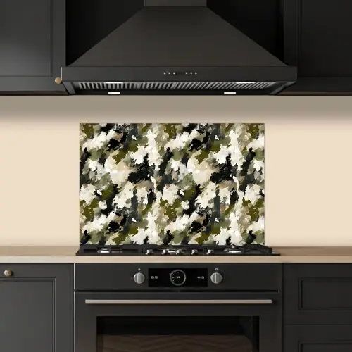 Donker - Groen - Camouflage - Schilderachtig keuken achterwand spatscherm klein 900 -sfeer1