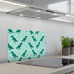 Donkergroen - Dinosaurussen - Afdrukken - Bladeren keuken achterwand spatscherm klein -3d_schuin