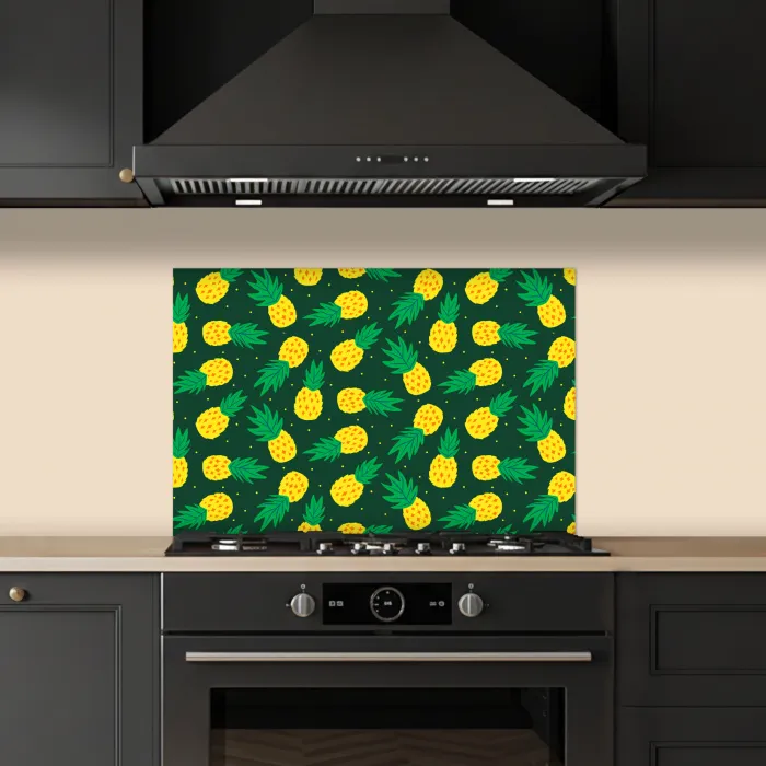 Donkergroen - Ananas - Bladeren keuken achterwand spatscherm klein 900 -sfeer1