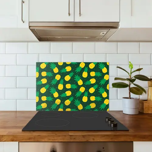 Donkergroen - Ananas - Bladeren keuken achterwand spatscherm klein 900 -sfeer2