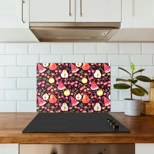 Donker - Bladeren - Fruit - Patroon keuken achterwand spatscherm klein 900 -sfeer2