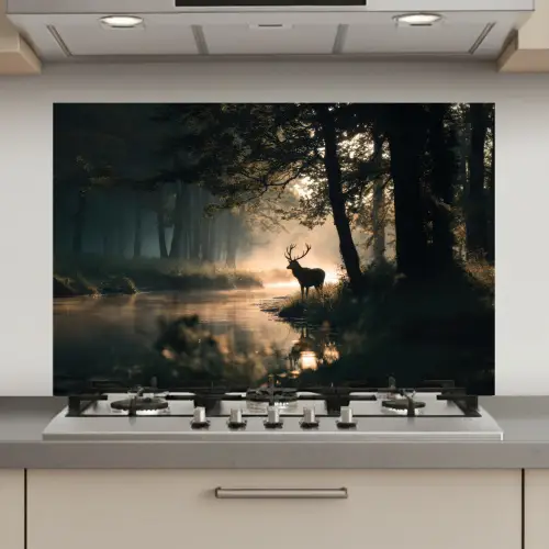 Hert - Bosbeek - Mystiek keuken achterwand spatscherm klein -3d_website