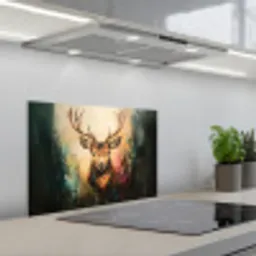 Hert - Geverfd - Gewei - Bruin keuken achterwand spatscherm klein -3d_schuin