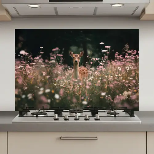 Hert - Wilde bloemen - Bos keuken achterwand spatscherm klein -3d_website