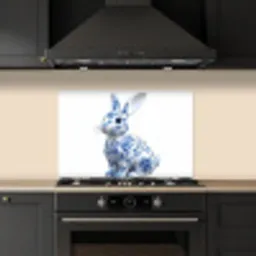 Delftsblauw - Haasje - Wit keuken achterwand spatscherm klein -sfeer1
