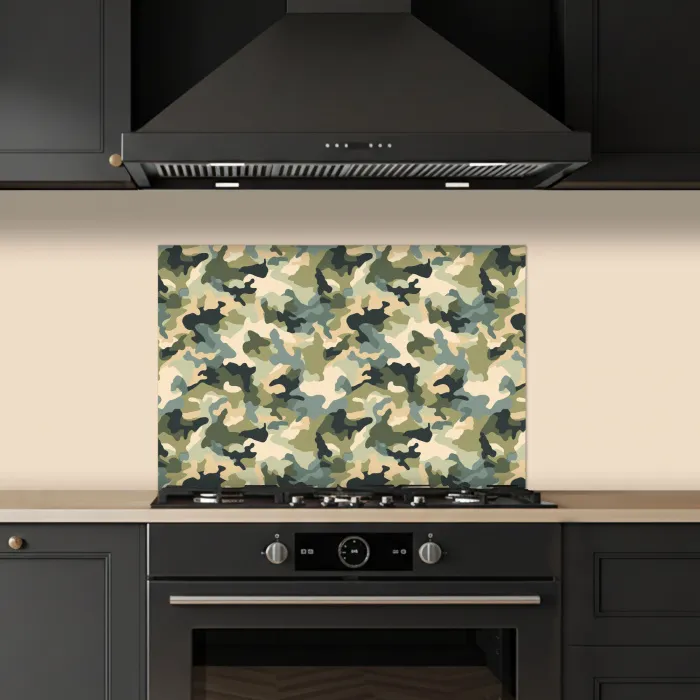 Woestijncamouflage - Zandkleurig - Groen - Patroon keuken achterwand spatscherm klein 900 -sfeer1