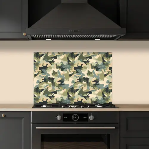 Woestijncamouflage - Zandkleurig - Groen - Patroon keuken achterwand spatscherm klein 900 -sfeer1