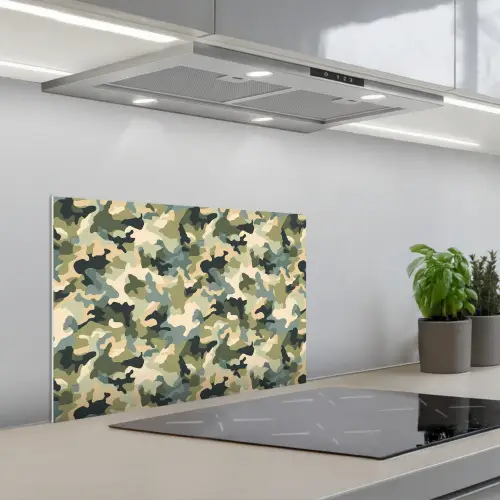 Woestijncamouflage - Zandkleurig - Groen - Patroon keuken achterwand spatscherm klein 900 -3d_schuin
