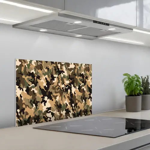 Woestijnkleur - Natuurlijk - Camouflage keuken achterwand spatscherm klein 900 -3d_schuin