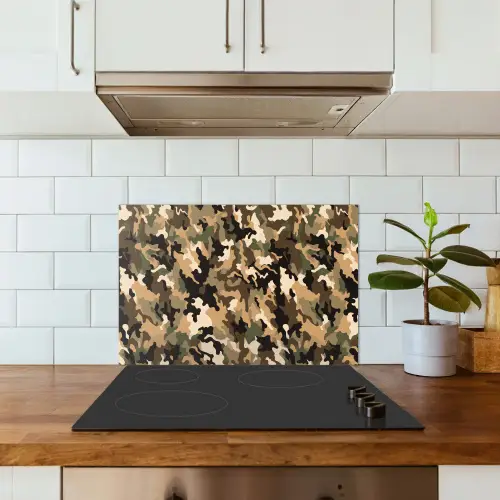 Woestijnkleur - Natuurlijk - Camouflage keuken achterwand spatscherm klein 900 -sfeer2