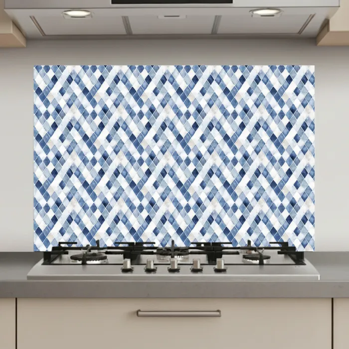 Diamant - Patroon - Blauw - Wit keuken achterwand spatscherm klein 900 -3d_website