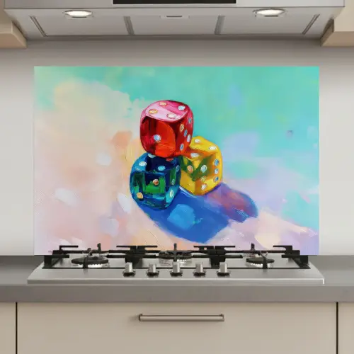 Dobbelstenen - Kleurrijk - Getallen - Stipjes keuken achterwand spatscherm klein -3d_website