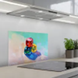 Dobbelstenen - Kleurrijk - Getallen - Stipjes keuken achterwand spatscherm klein -3d_schuin