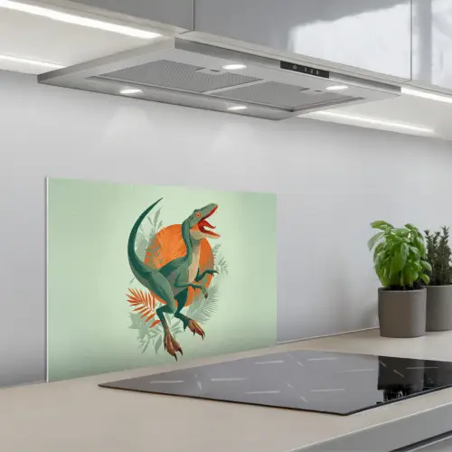 Dino - Bladeren - Grafisch - Groen keuken achterwand spatscherm klein -3d_schuin