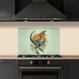 Dino - Bladeren - Grafisch - Groen keuken achterwand spatscherm klein -sfeer1