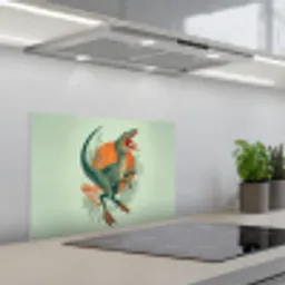 Dino - Bladeren - Grafisch - Groen keuken achterwand spatscherm klein -3d_schuin