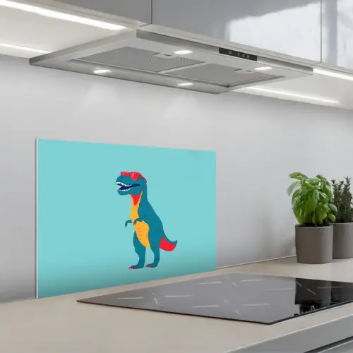Dinosaurus - Blauw - Zonnebril keuken achterwand spatscherm klein -3d_schuin